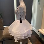 None Women’s White and Silver Short Prom Party Dress Size S NWT Photo 2