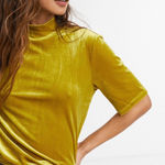 Vintage 80s Gold Velvet turtleneck shortsleeved top Size XL Photo 0