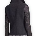 Vince gray wool leather sleeve asymmetrical moto jacket small Photo 2