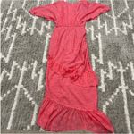 SALONI Rose Polka Dot Ruffled Coupe Silk Midi Dress sz 0 Pink Photo 5