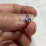 925 Sterling Silver Rhinestone Heart Dangle Earrings Photo 2
