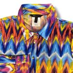 BCBGMAXAZRIA ‎ Women's Large Long Sleeve Stretch Button Up Top Shirt Multicolored Photo 2