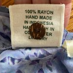 Go Fish Size S Botanical Leaf Watercolor Print Button Front Shirt Tie Neck Purple Photo 3