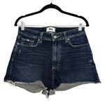 Paige Margot Short Dark Wash Cut Out Raw Hem Denim High Rise Shorts 29 Photo 0