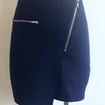 Zipper Asymmetrical Navy Mini Skirt Blue Photo 0