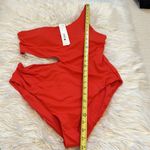 AQUA One Shoulder Cut Out One Piece Swimsuit Red Photo 6