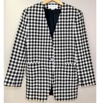 Jones New York Vintage Checkered Long Length One Button Blazer 100% Pure Wool Photo 6