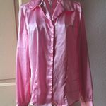 Jaclyn Smith  Pink Satin Button Down Shirt Photo 1