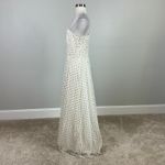 Eliza J One Shoulder Sparkly Polka Dot A-Line Evening Gown White and Gold SZ 12 Photo 4