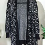 Lane Bryant Black Blue Open Front Cardigan Sweater Plus Size 18/20 Animal Print Photo 0