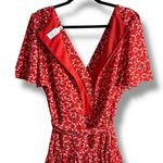 Eliza J Red Floral V-Neck Flutter Sleeve Fit-N-Flare Mini Dress Fits like an 8 Photo 5