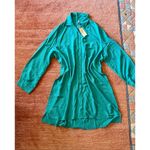 Ekouaer NWT  Teal Button Front Long Sleeve Shirt Dress Size XL Photo 5