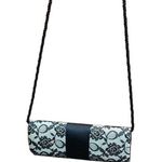 Moda International Elegant Black White Floral Lace Clutch Cocktail Party Bag Photo 2