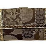 Coach Signature Patchwork Snakeskin Mini Wallet In Khaki/Gold RARE New With Tags Photo 1