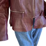 White House | Black Market  BURGUNDY GENUINE LEATHER PEPLUM JACKET (XL) Photo 8