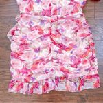 Showpo • Arwyn Dress mini pink floral chiffon ruched Eventful Bloom puff sleeve Photo 11