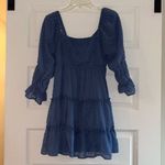 Altar'd State Altar’d State Dusty Blue Swiss Dot Mini Dress Photo 1