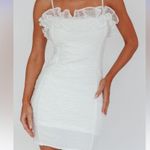 Selfie Leslie  White Bodycon Mini Dress Sleeveless Flutter Photo 3