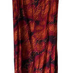 Jane Ashley  Dress Vintage Large Red Orange Leaf‎ Print Fall Sleeveless Maxi Boho Photo 0