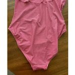 J Crew Ruffle One Shoulder Red White Gingham Full Coverage One Piece EUC Large Photo 8