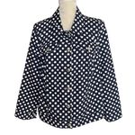 cj banks 𝅺 Women’s Navy White Polka Dots Jacket Size 1X Denim Buttons Casual Photo 0