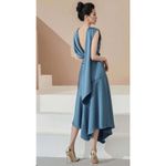 LANE JT Victorious Silk Midi Skirt + Backscarf Top (NWT) in Royal Blue (MEDIUM) Photo 1