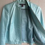 Saks 5/48 Leather Zip Blazer Jacket in Metallic Blue Size 2 Photo 4