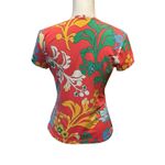 J. McLaughlin Women's Small Floral Graphic T-Shirt Coral Multicolor Stretch Photo 1