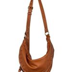 Pebbled Vegan Leather Adjustable Strap Crossbody Sling Bag Cognac Brown Photo 0