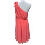 David's Bridal David’s Bridal Coral One Shoulder Floral Embellished Chiffon Overlay Dress Sz 16 Photo 2