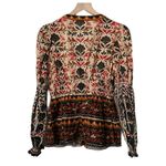 Farm Rio NEW Anthro Long Sleeve Button Front V-Neck Peasant Blouse Size Small Photo 2