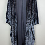 Fantastic Fawn Kimono M Gray Blue Crushed Velvet Open Long Duster Whimsigoth Photo 0