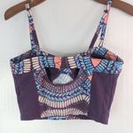 Silence + Noise M Boho Bra Crop Top in Purple Tribal Print Photo 1