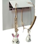 Betsey Johnson Somebunnys Baby Bunny Hook Earrings Gold White Photo 1