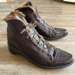Robert Clergerie Brown Leather Lace Up Boots Women’s Size 7.5 Fur Lined France Photo 0