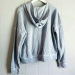 American Eagle Outfitters Acid Wash Blue Velour Lace Up Hoodie M Photo 2