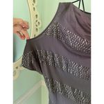 Haute Hippie  Dress Size S Grey Gray One Cold Shoulder Mini Jersey Studded Photo 4