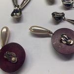 Dress Up Lot Of 3 Large Statement  Vintage Earrings Clip On Dangle Drop Photo 5