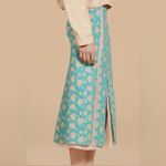 ZARA  Limited Edition Floral Jacquard Midi Skirt XS Teal Gold Brocade Elegant Photo 1