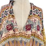 Free People Hold On Tight Gauze Pullover Top Hooded Floral Paisley XS Small Photo 3