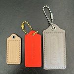 Coach 3  Leather Dog tags, Beige, Red & Gray Photo 0