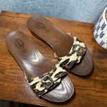Dr Scholls The Original Sandal Size 8 Wood Platform Slide Leopard Buckle Retro Brown Photo 1