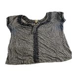 Boho Geometric Print Peasant Blouse Navy White Style & Co 0X Blue Photo 1