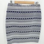 RD Style  Skirt Women M PETITE Blue White Aztec Geometric Print Pencil Stretch Photo 6