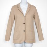 J Crew Knit Blazer Womens XXS Tan Cotton Two Button Pockets Career Casual Photo 0
