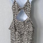 Parker Black and White Animal Print SIlk Peplum Dress Size X-Small Photo 1
