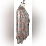 J. JILL TEAROSE PLAID LONG SLEEVE BUTTON DOWN RUFFLE TOP SIZE LARGE‎ PETITE Pink Photo 5