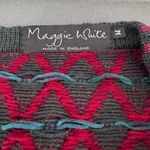 Vintage‎ Maggie White WoolBlend Knit Cardigan Sweater Red Gray Diamond Pattern M Size M Photo 4