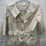 Loft  button up jacket with rolled sleeves Drawstring Waist, medium petite‎ khaki Photo 0