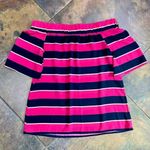 Vine & Love  Color Block Stripe Off The Shoulder Blouse Medium Photo 6
